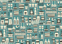 retro kitchen - teal tapeta