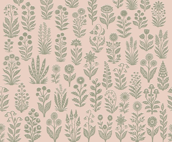 Botanical folk art Pink