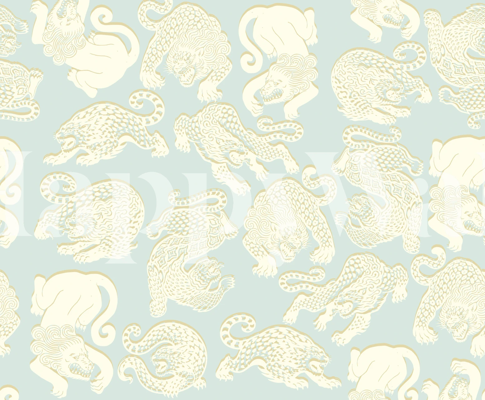 Wild leopard toile wallpaper in a room