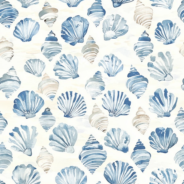Sea Shells Blue and Sand Pattern M