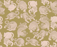 Wild leopard toile sage Pink Mustard tapete