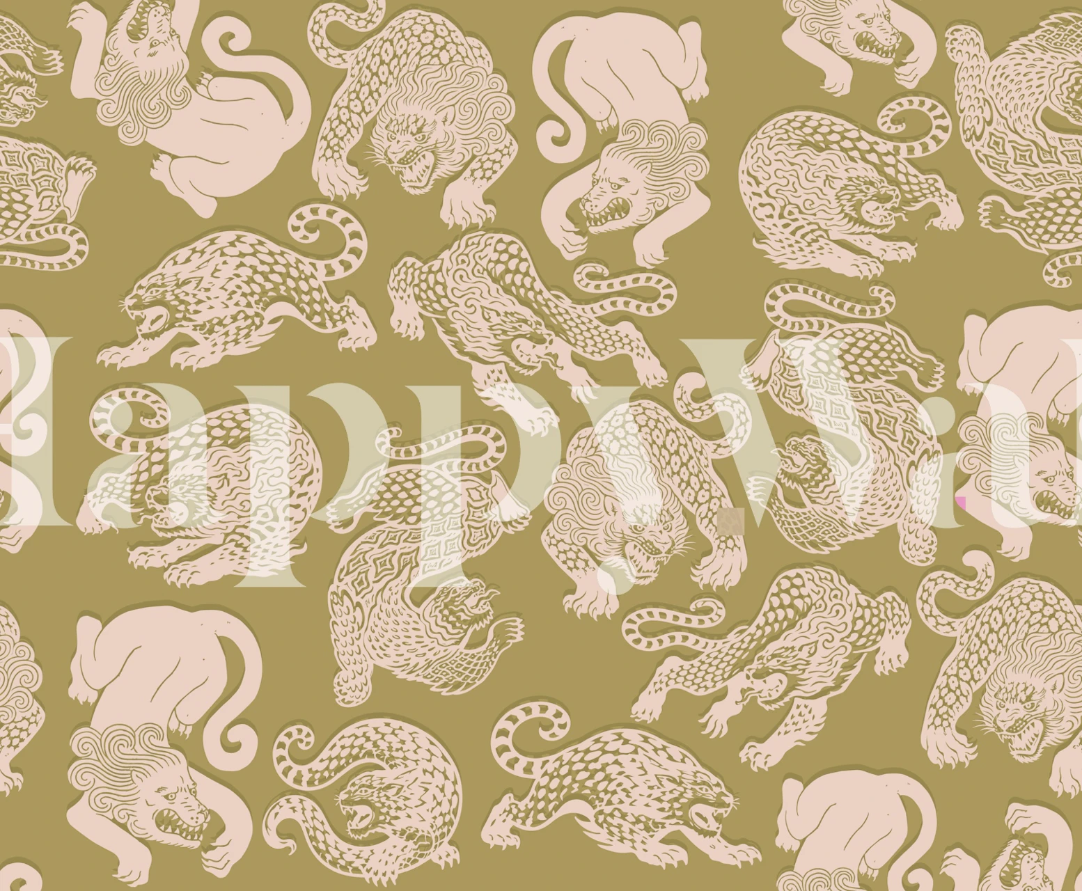 Wild leopard toile wallpaper in a room