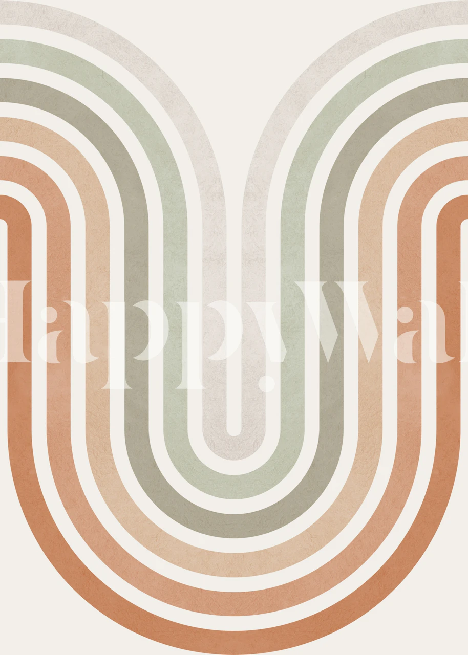 Retro Rainbow Arch Lines na stěně v místnosti