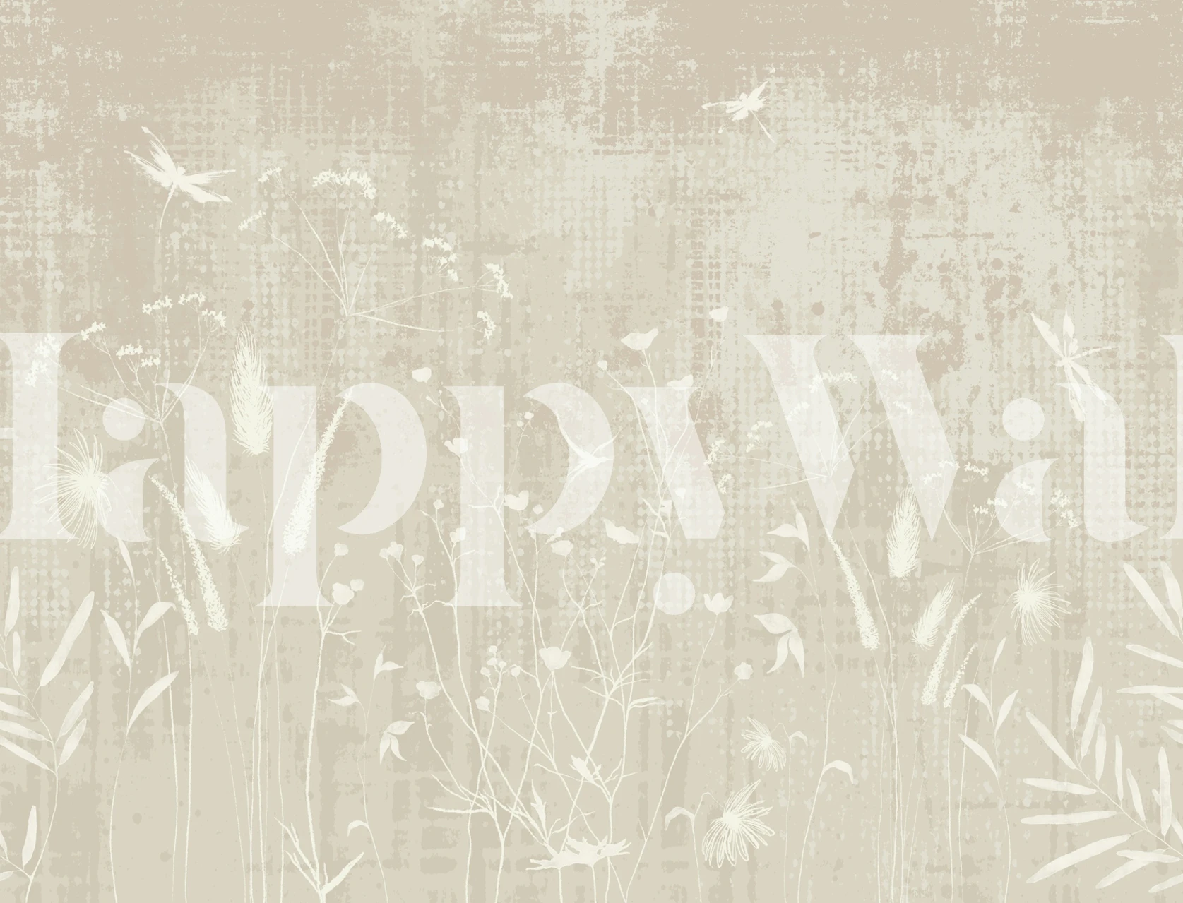 Wildflowers and dragonflies wallpaper in a room