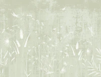 Wildflowers and Dragonflies in Pale Green behang