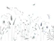 Wildflowers and Dragonflies on White