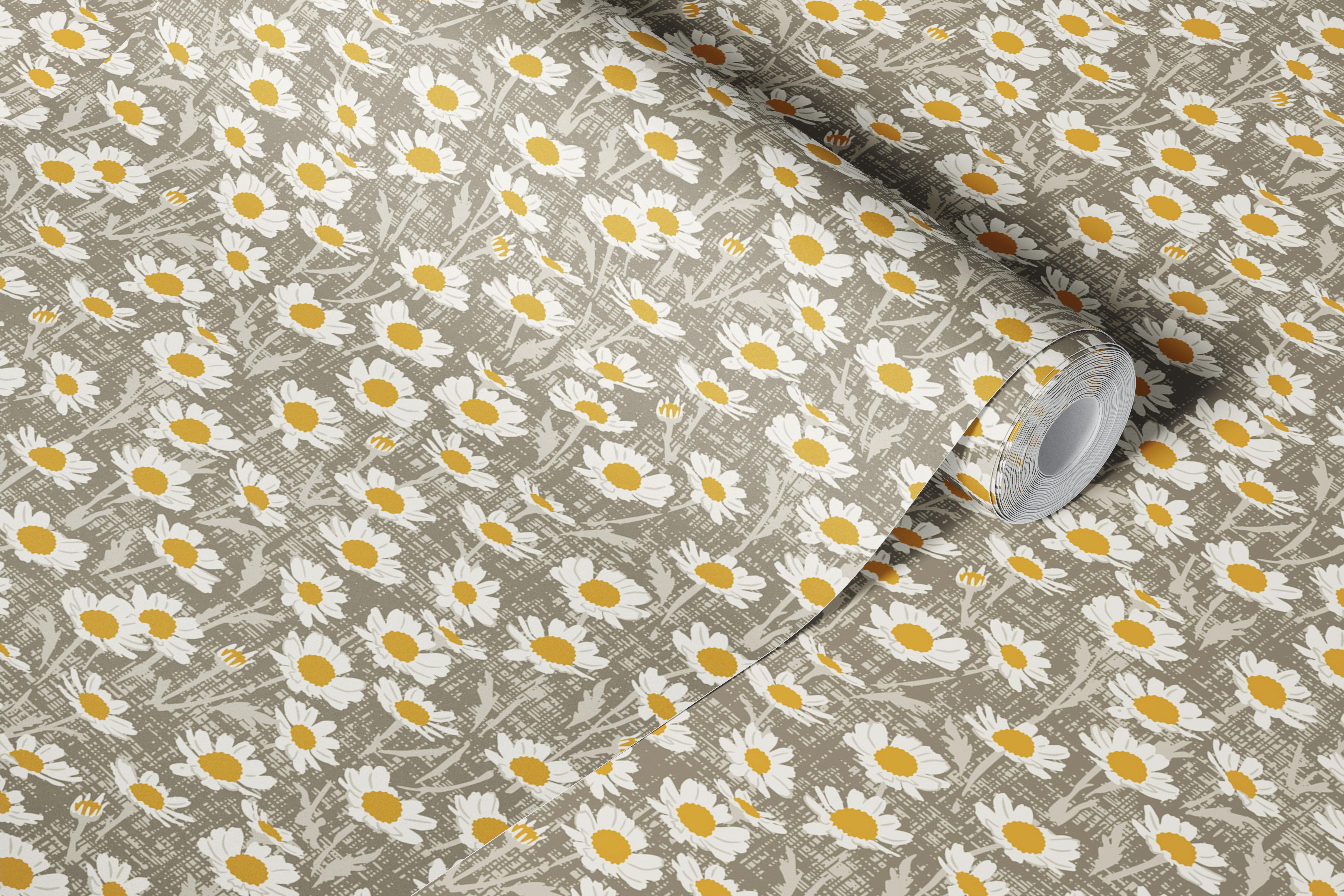 Daisy field wallpaper in a room