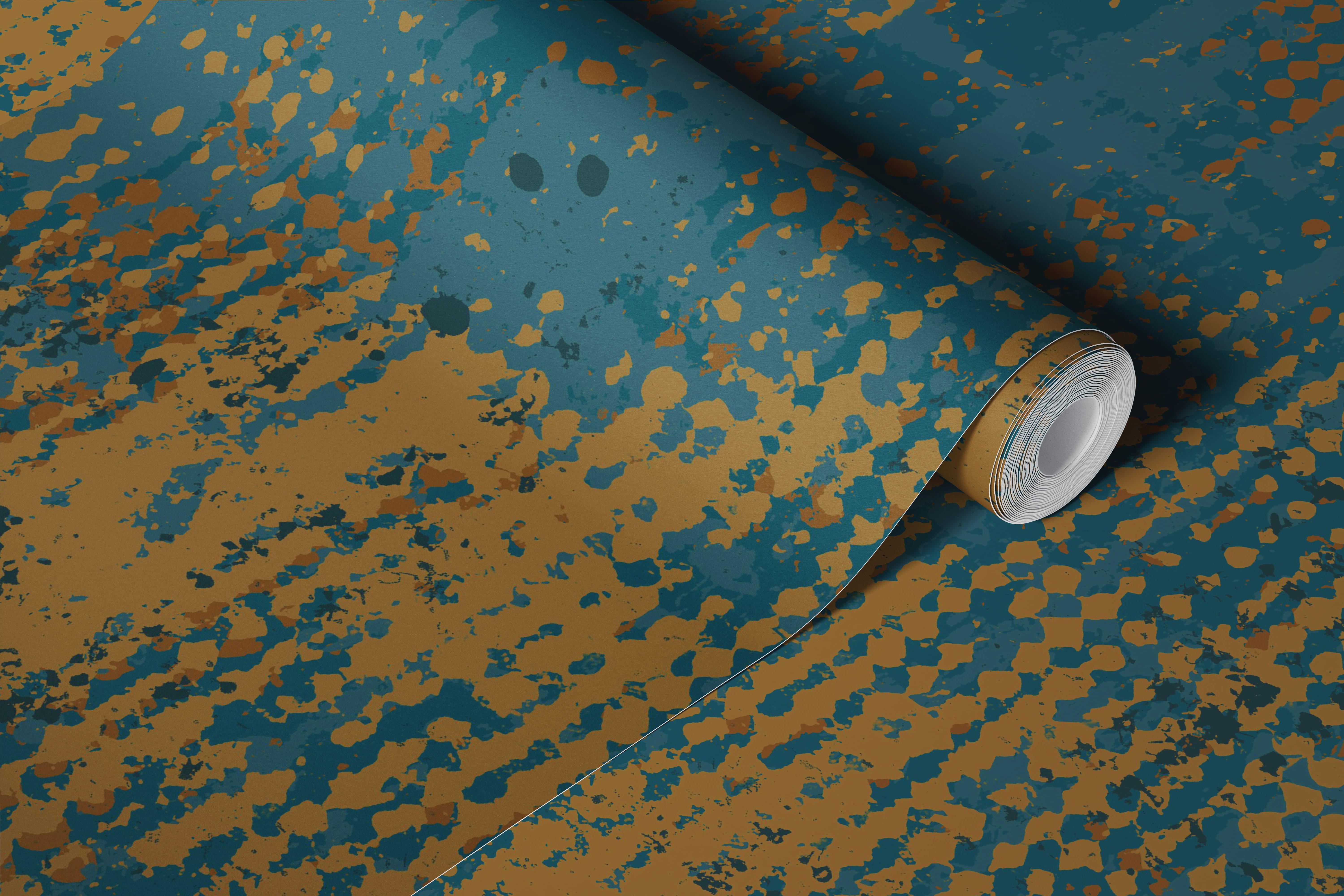 Urban Texture Teal and Rust wallpaper in a room