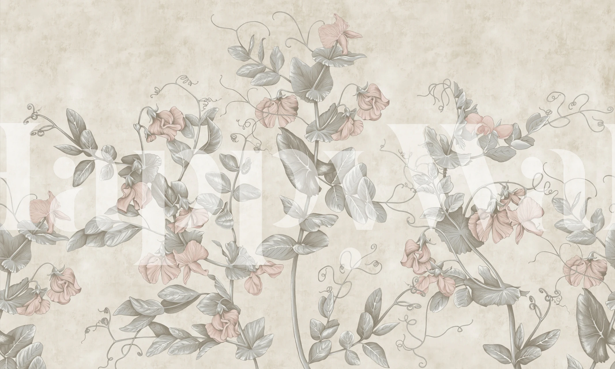 Carta da parati Graphic flowers in una stanza