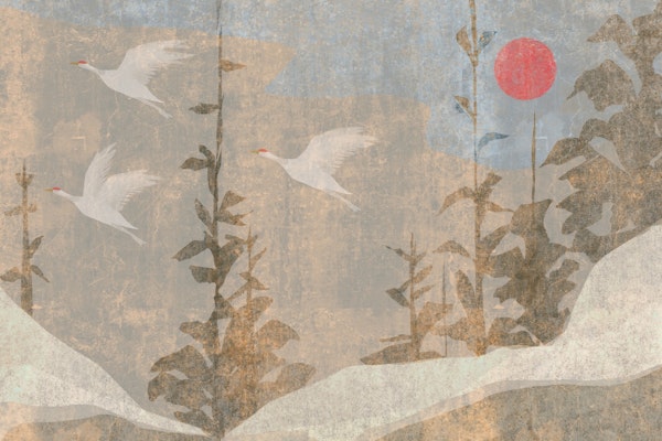Flying Herons Sunset Sky Prophecy