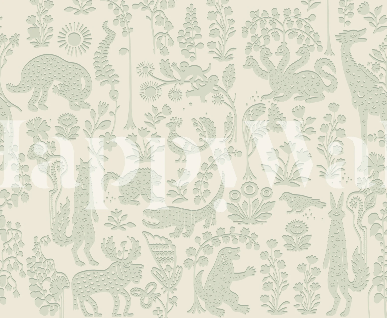 Nordic Folk Art Jungle Light wallpaper in a room