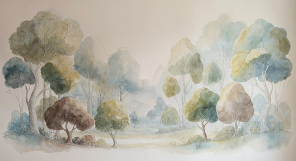 Misty Watercolor Forest