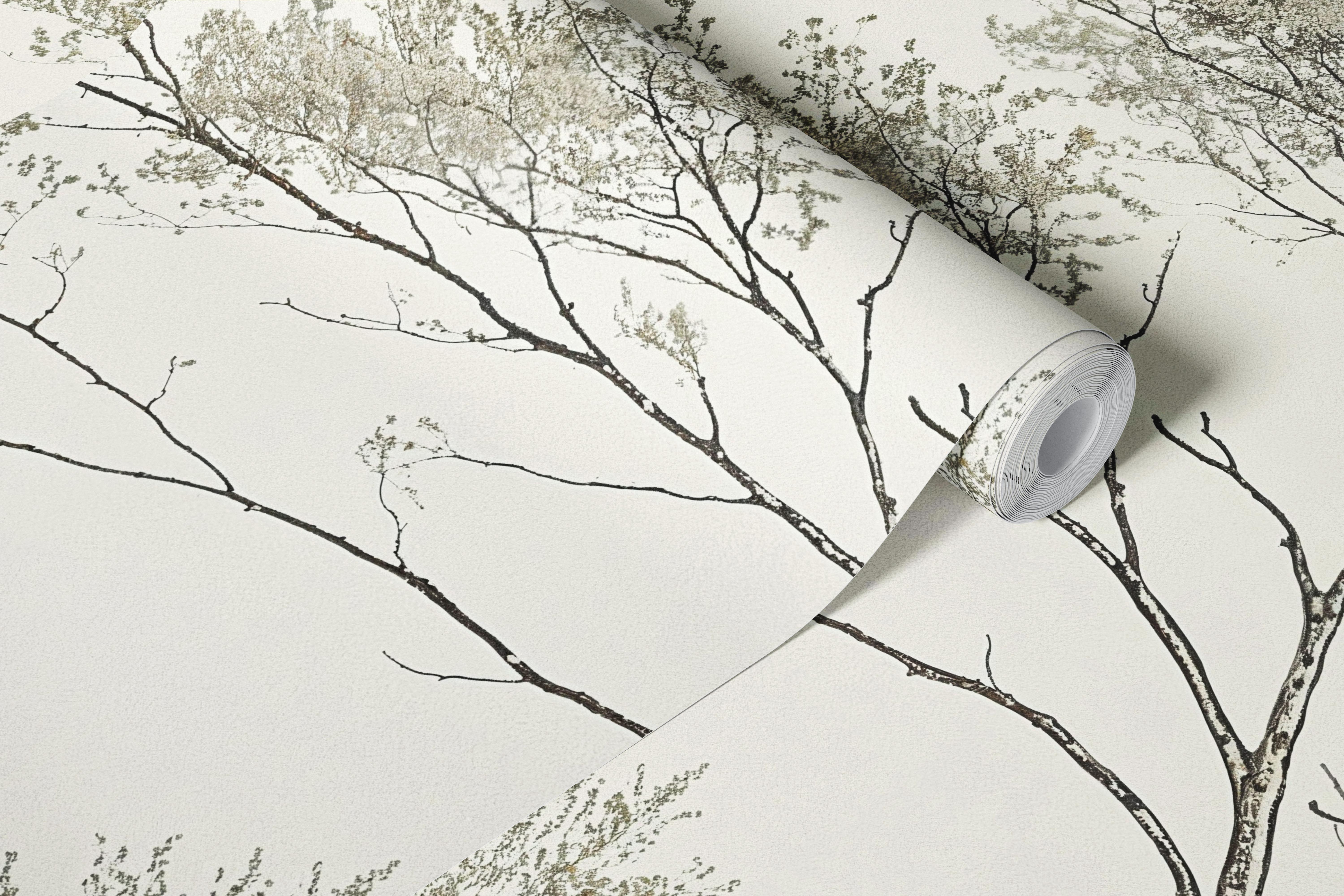 Soft Beige Watercolor Meadow Tapete in einem Raum