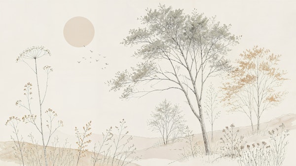 Soft Beige Watercolor Meadow