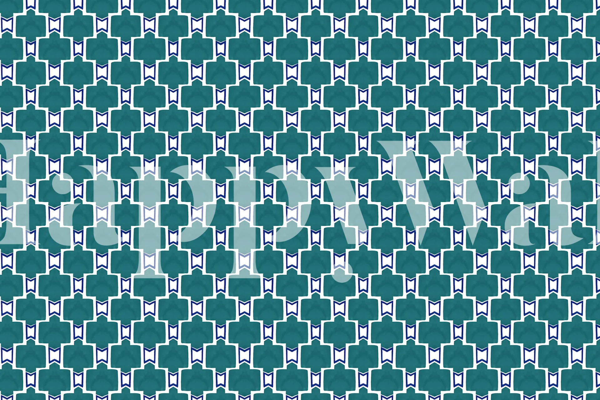 Coastal Teal Geometric Lattice wallpaper design