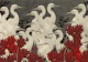 Japanese Egret Garden Scene