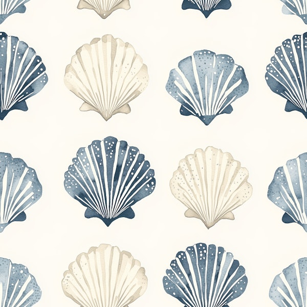 Scallop Shell Repeat Soft Coastal Pattern M
