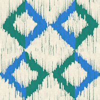 Bold Ikat Rectangles Blue Green Cream Small tapete