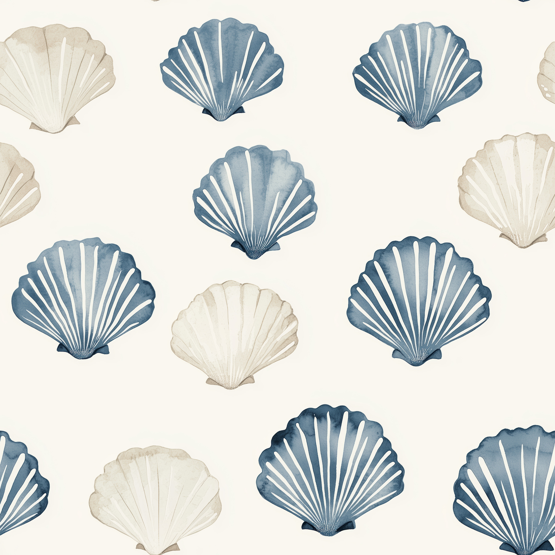 Nautical Scallop Shell Repeat Pattern - Happywall