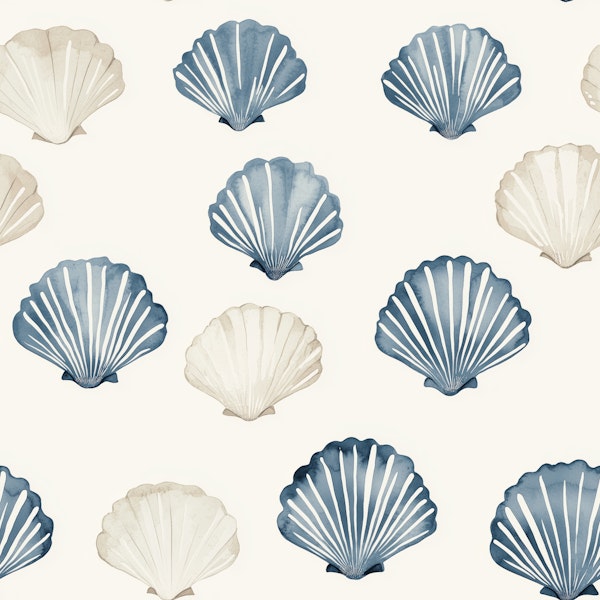 Nautical Scallop Shell Repeat Pattern M