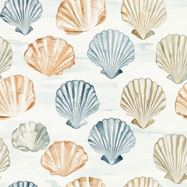 Pastel Seashell Coastal Chic Pattern M