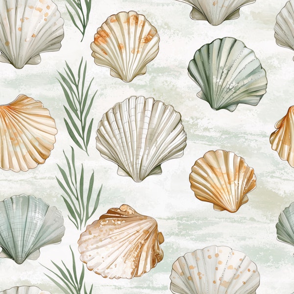 Scallop Shells and Seaweed Pattern M