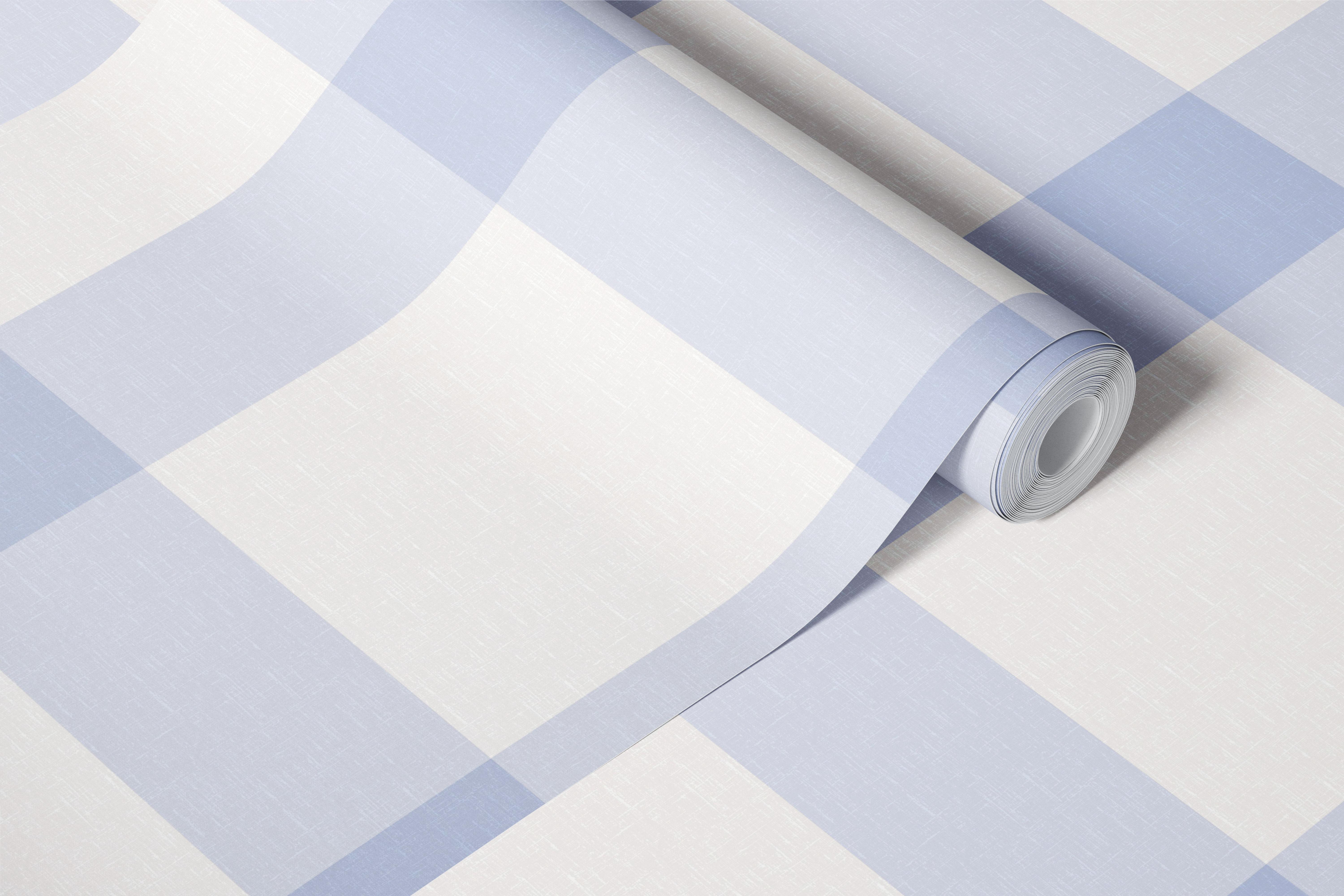 Sky Blue Cottage Checkered wallpaper in a room