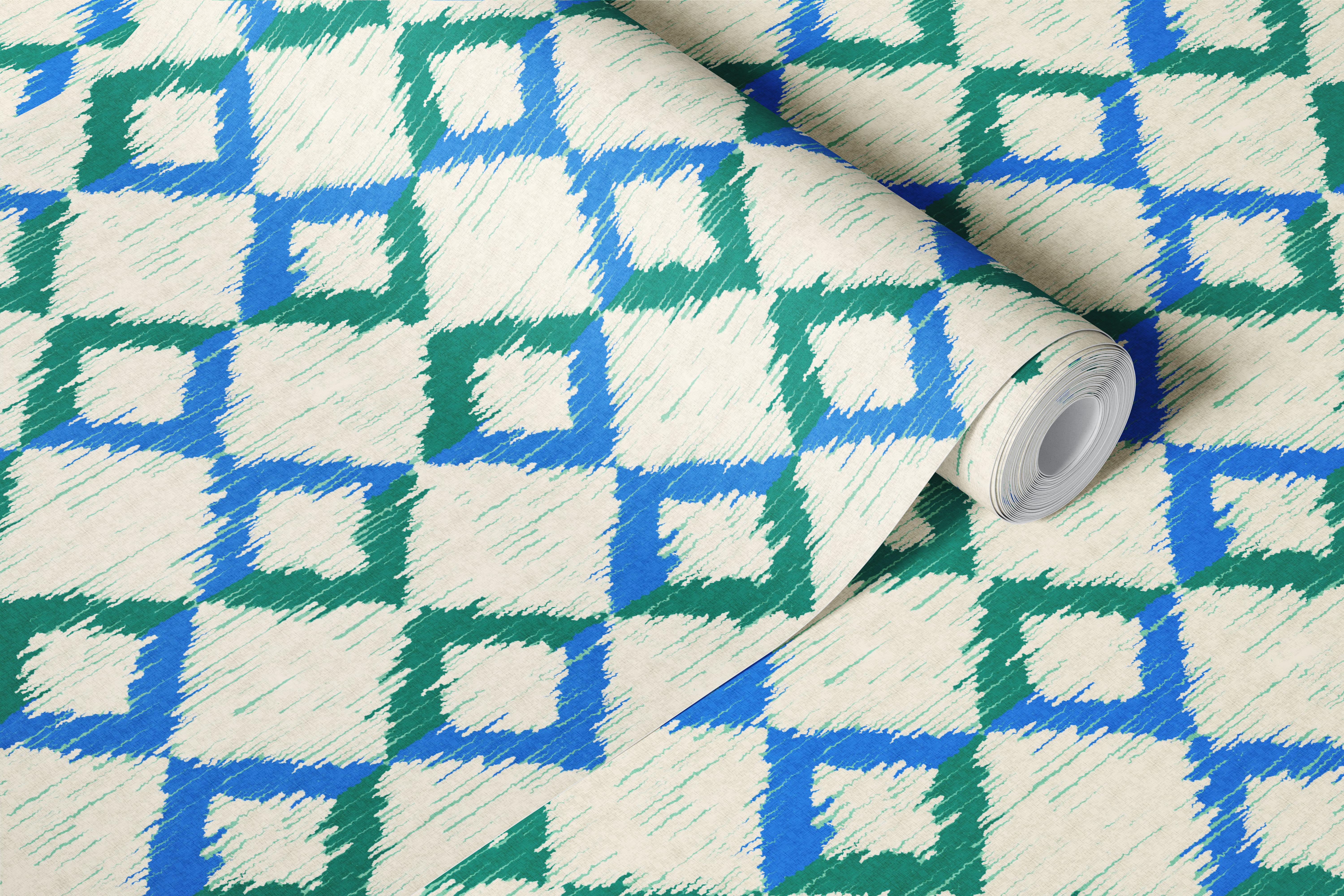 Bold Ikat Rectangles wallpaper in a room