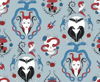 Gothic Damask - Fairytale Queen - blue Large wallpaper