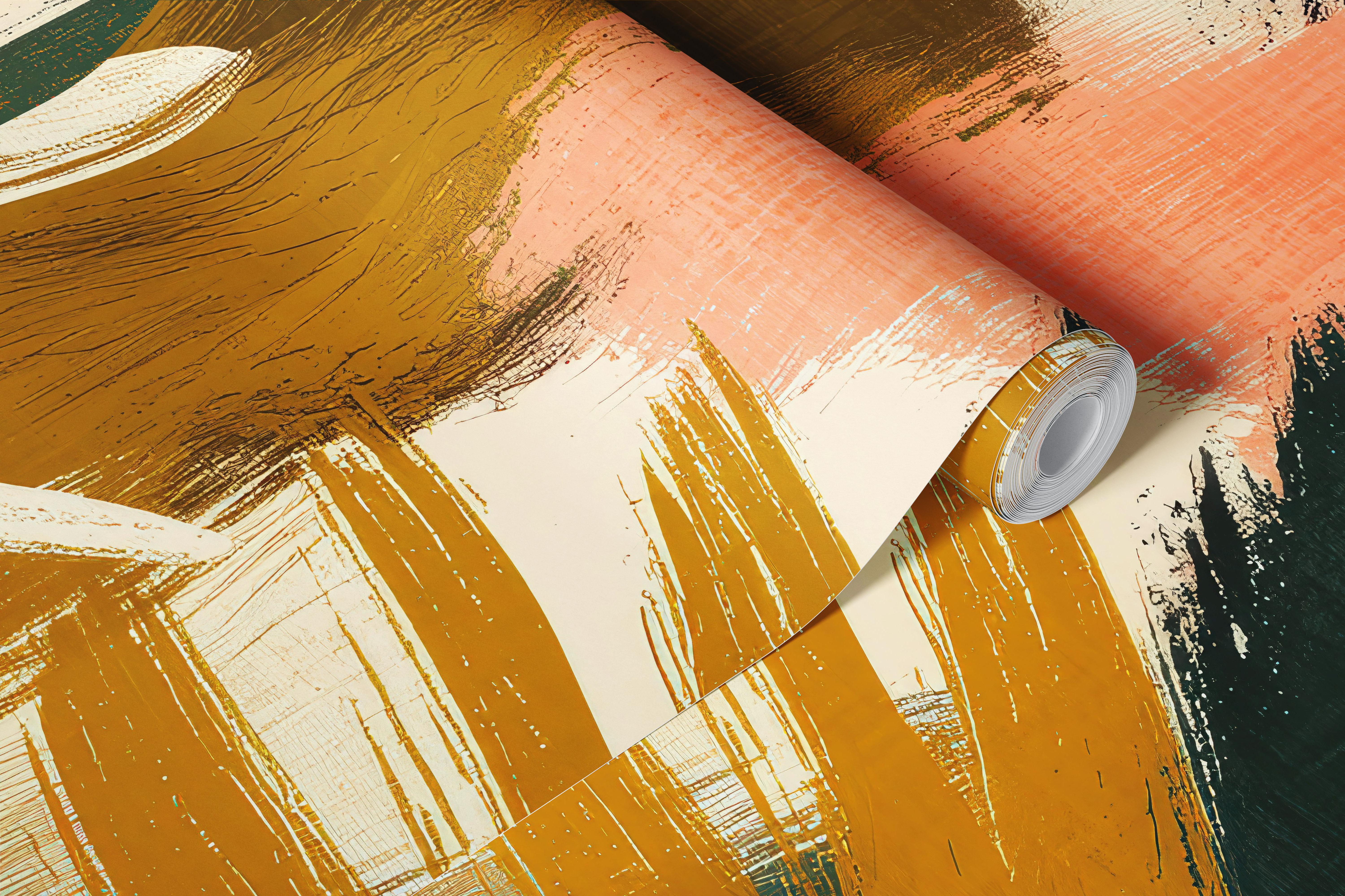 Papier peint Abstract Tropical Brushstrokes dans une pièce