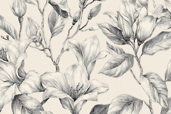 Botanical Ink Magnolia Pattern