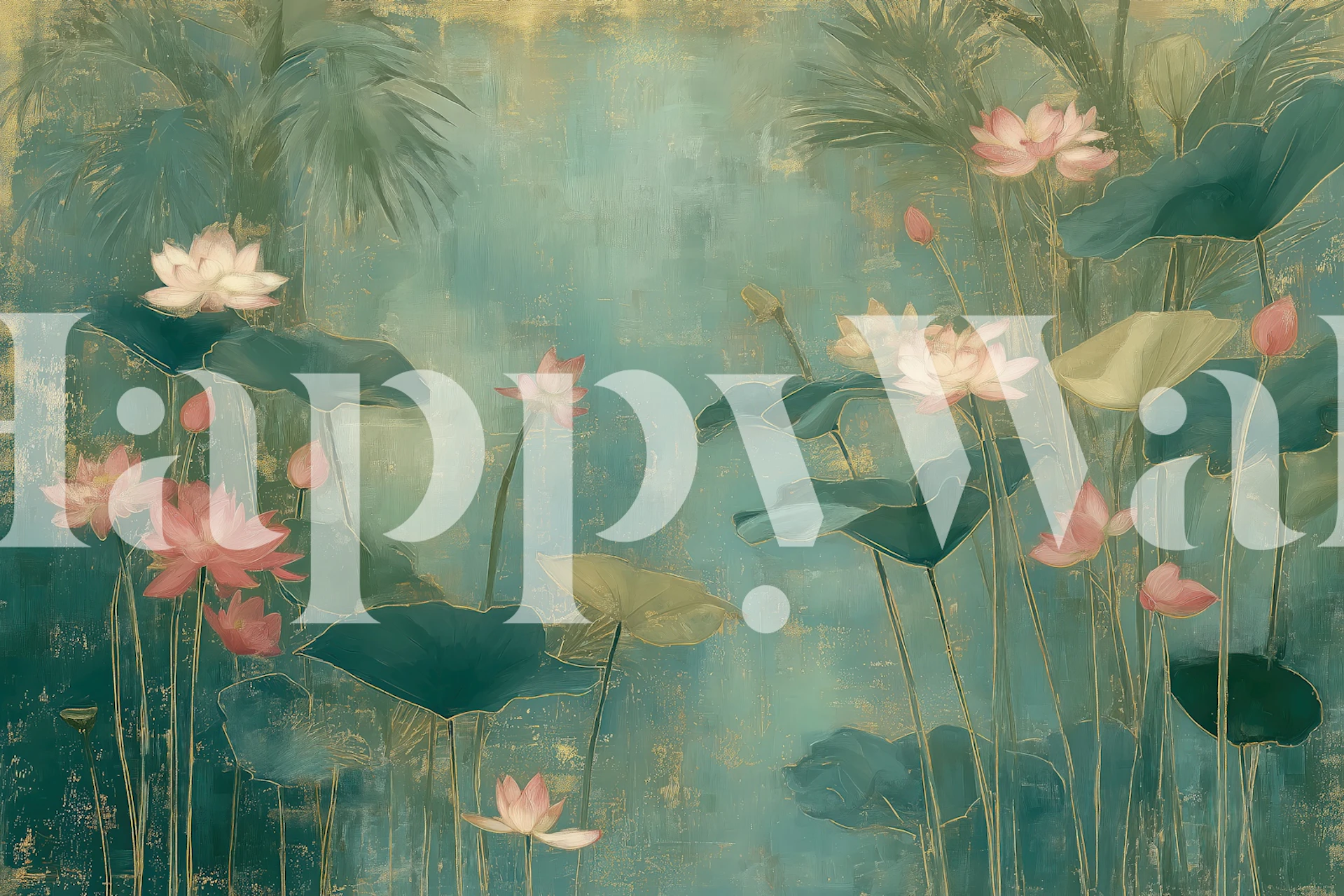 Lotus garden wallpaper in a room