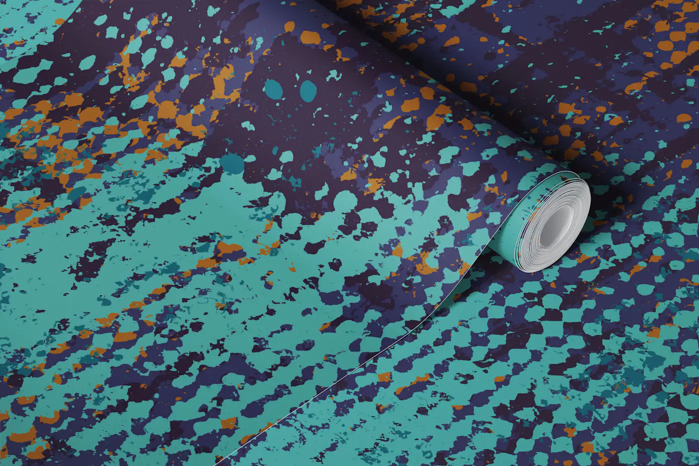 Urban Texture Teal Ochre Purple wallpaper roll