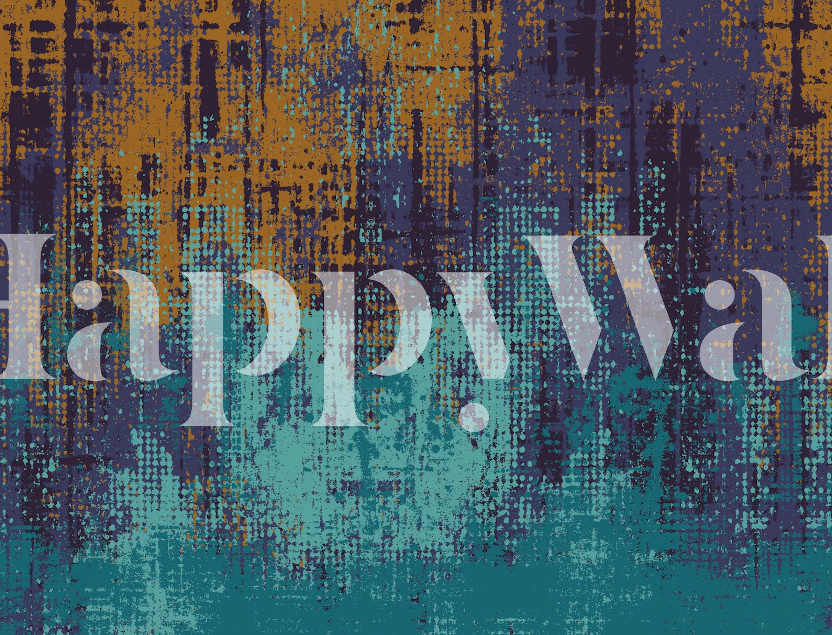 Urban Texture Teal Ochre Purple Tapete in einem Raum