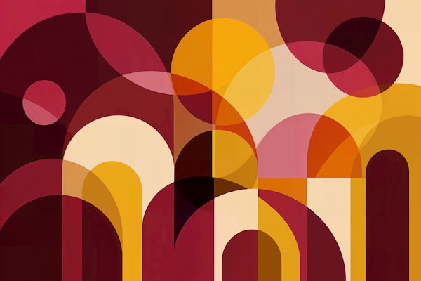 Burgundy Gold Geometric Blocks