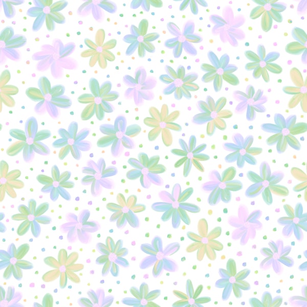 Soft Watercolour Rainbow Daisies 1