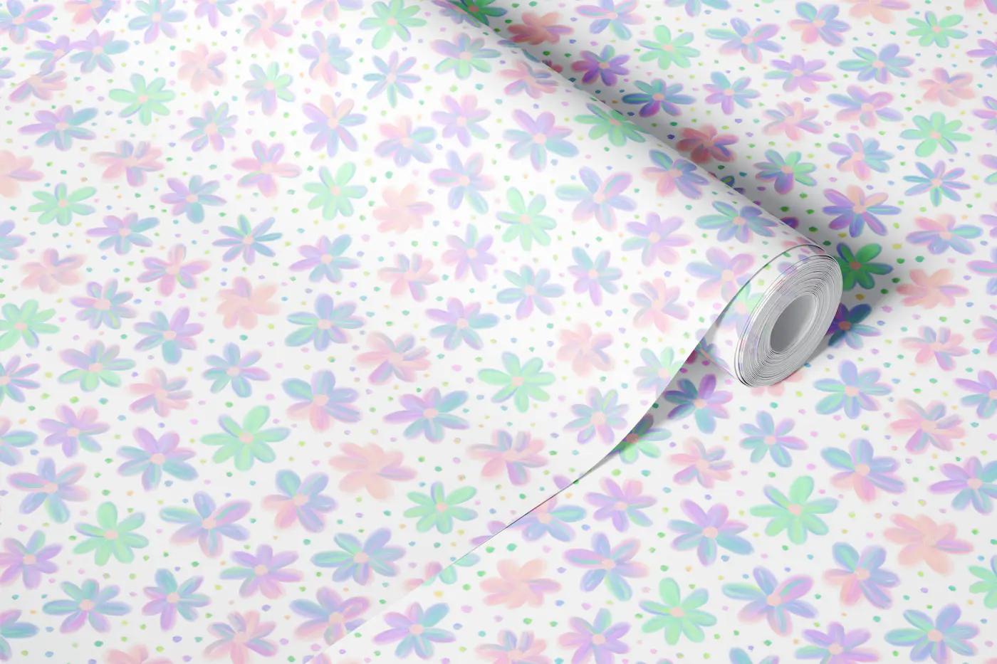 Soft Watercolour Rainbow Daisies 2 wallpaper roll