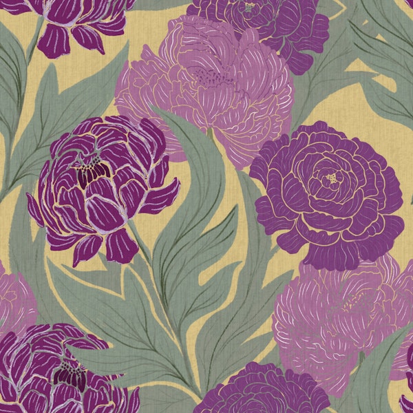 Ochre and Magenta Peonies