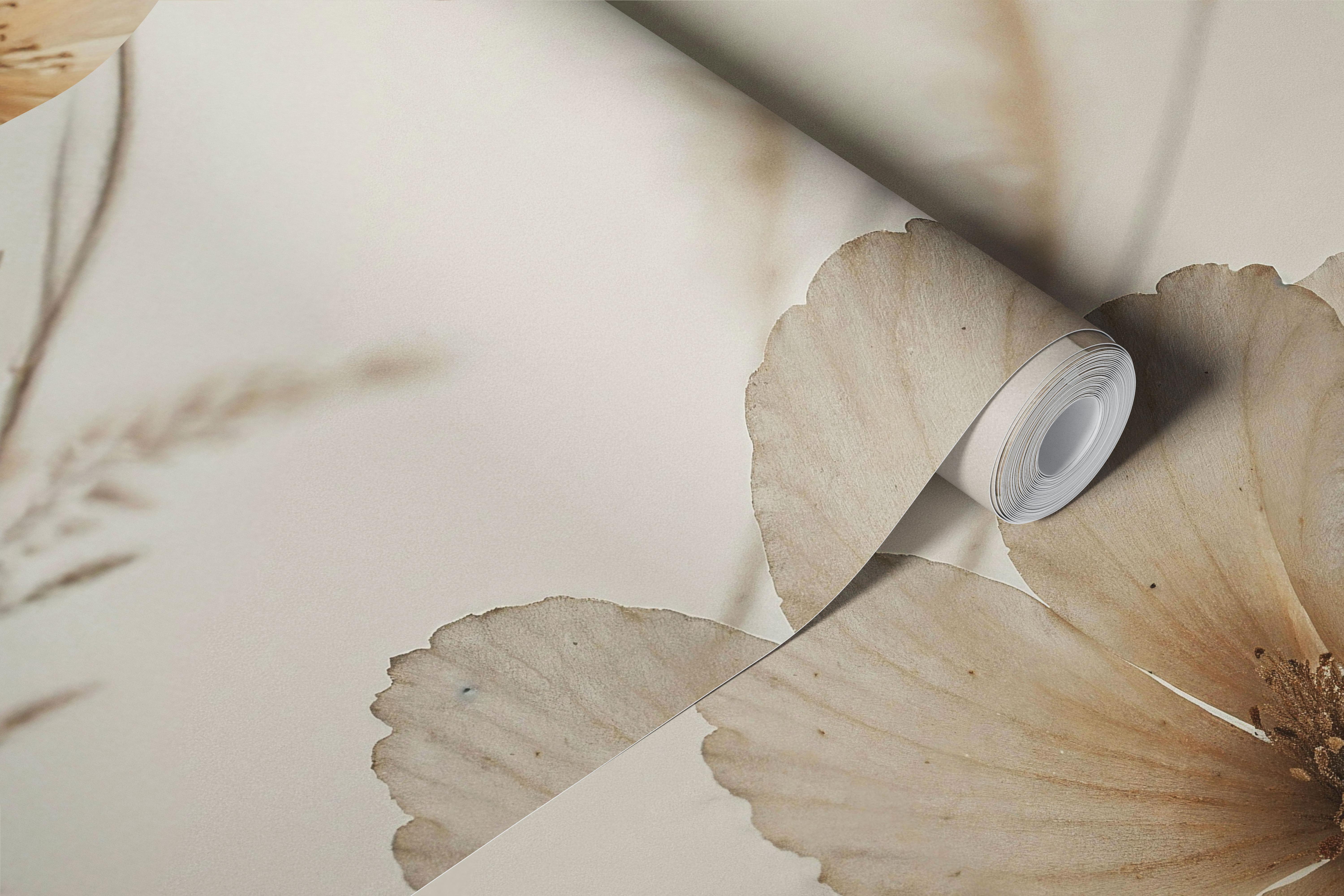 Neutral Botanical Meadow wallpaper in a room