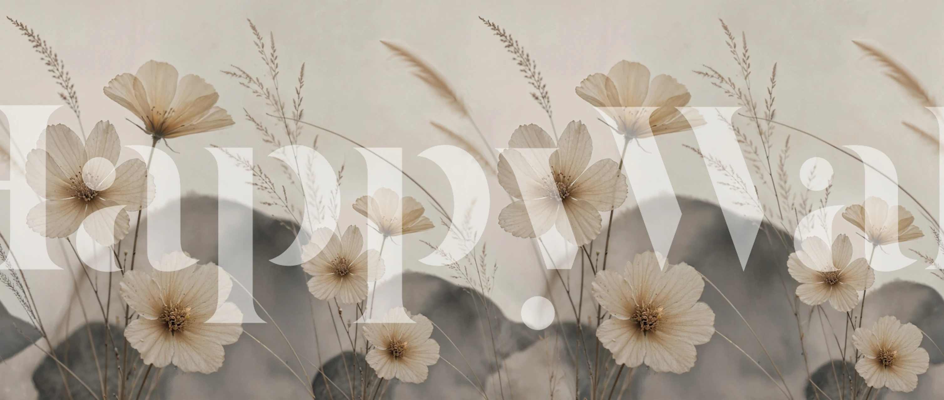 Neutral Botanical Meadow wallpaper in a room