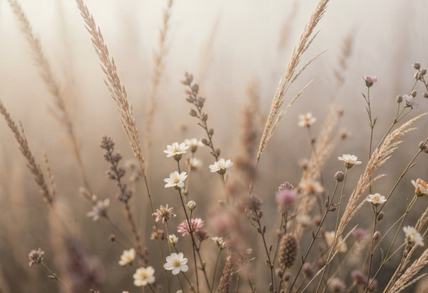 Golden Grass and Daisies