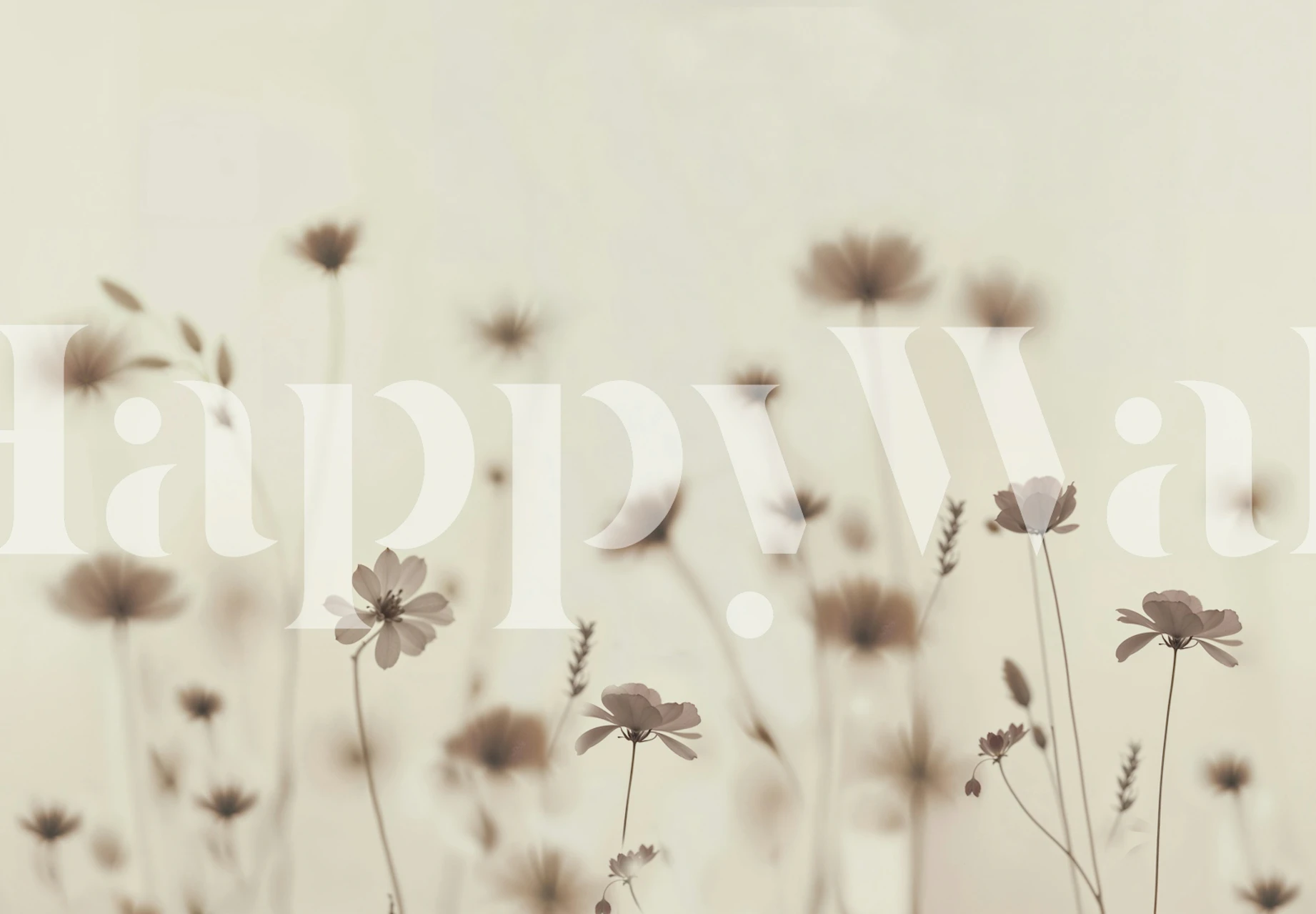 Soft Sepia Wildflower Meadow tapet i et rom