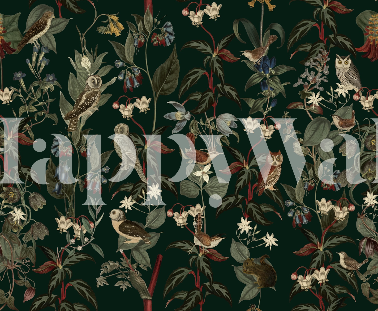 Northern Owls wallpaper design in a room