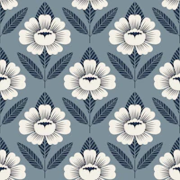 Scandinavian peony blossoms blue navy tapety