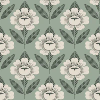 Scandinavian peony blossoms sage green tapety