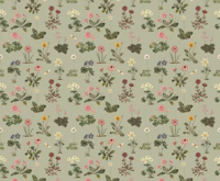 Vintage wildflower meadow green wallpaper