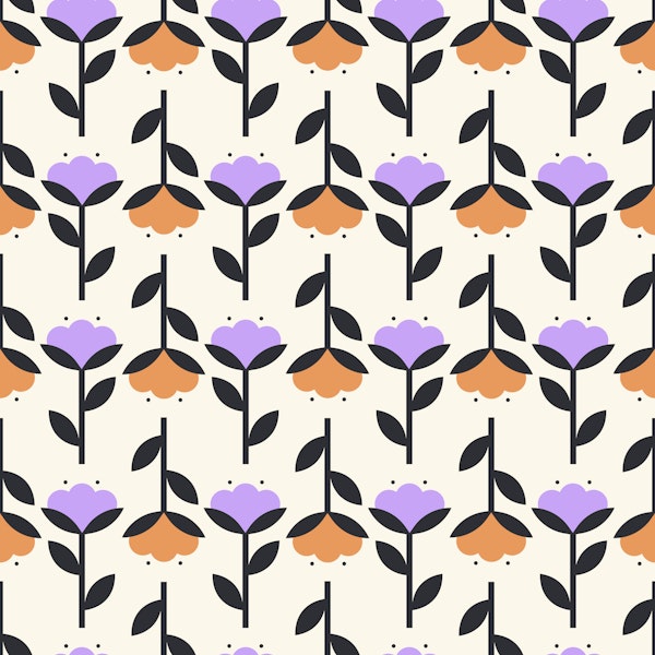 Playful Cotton Flowers Mural