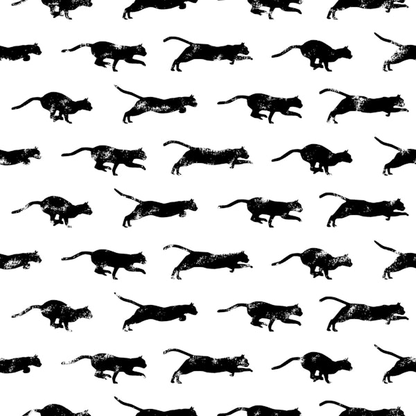 Blockprint Cats - Black on White - Medium