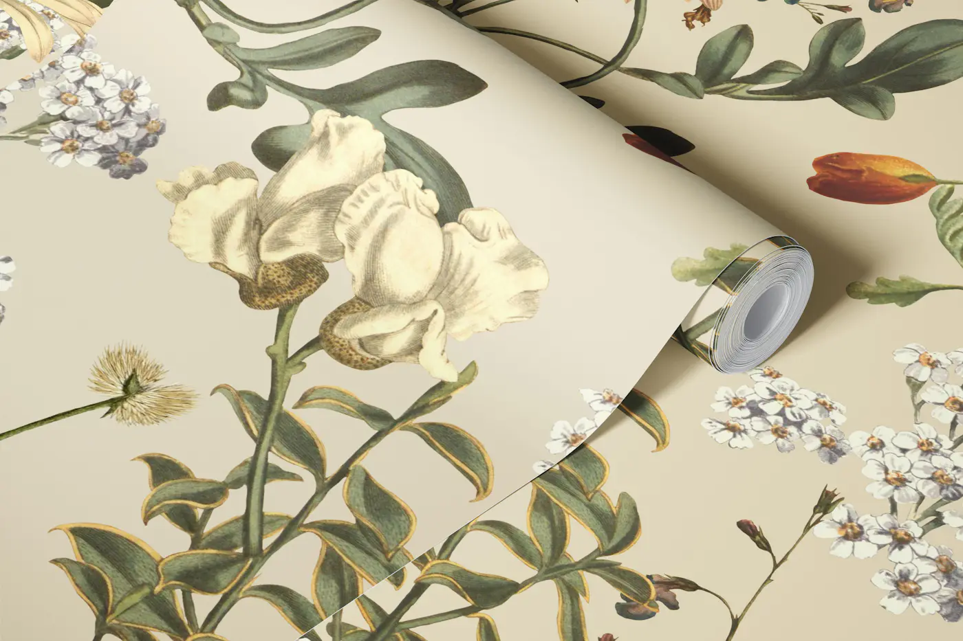 Swedish Country style creme wallpaper roll