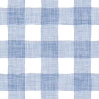 Buffalo Plaid Gingham Coastal Blue White carta da parati